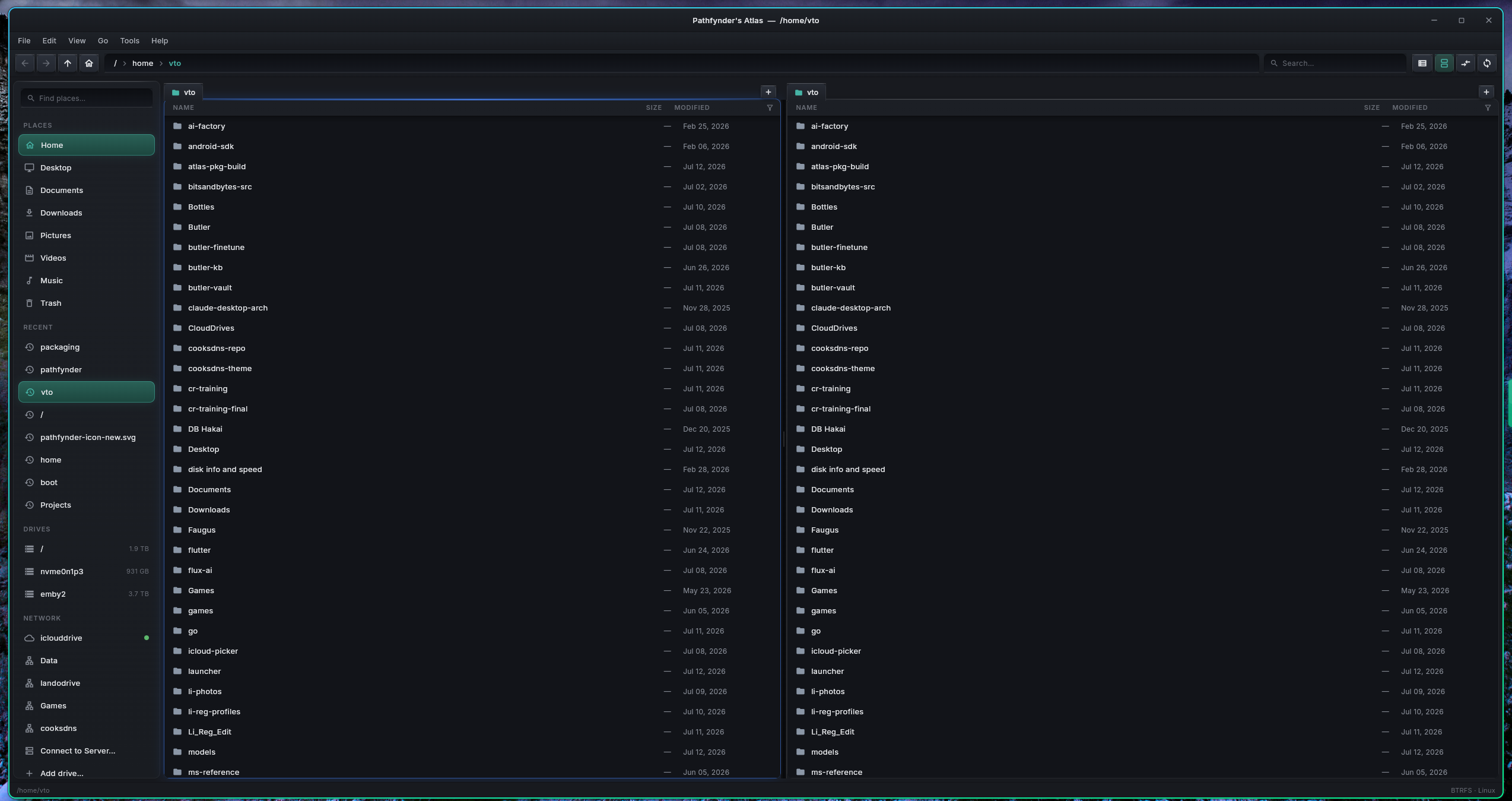 Two folders open side by side in Pathfynder's Atlas
